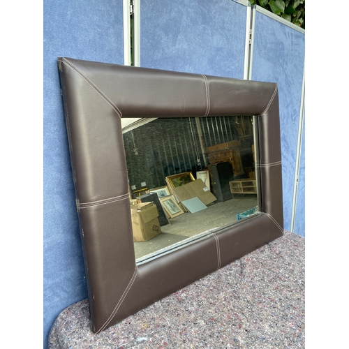 434 - Brown Leather framed mirror

Dimensions - 41.5