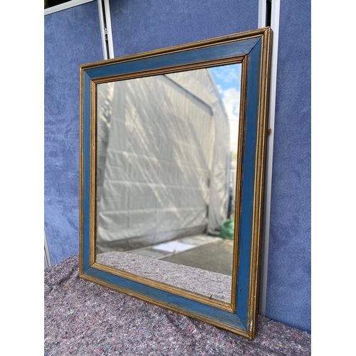 435 - A lovely gilt and blue wooden framed mirror. 

Dimensions - 29.5