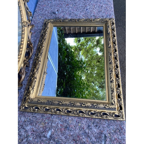 438 - A couple of golden plastic framed mirrors. 

See images for dimensions.