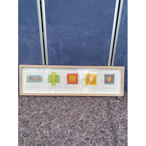 449 - Five Chinese elements textural art signed by Gill Hickman no. 5/25.