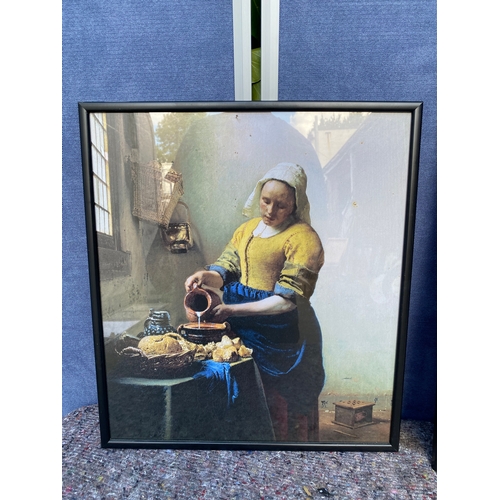 450 - Two prints including The Milkmaid/Kitchen maid and The little street by Johannes Vermeer