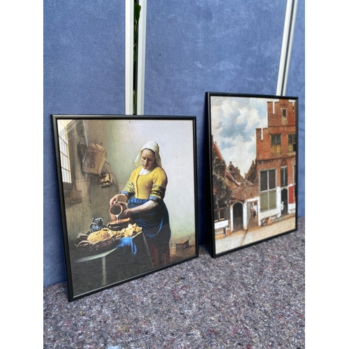 450 - Two prints including The Milkmaid/Kitchen maid and The little street by Johannes Vermeer