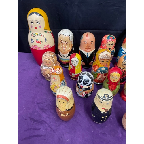 112 - Quantity of Vintage Wooden Russian dolls some signed