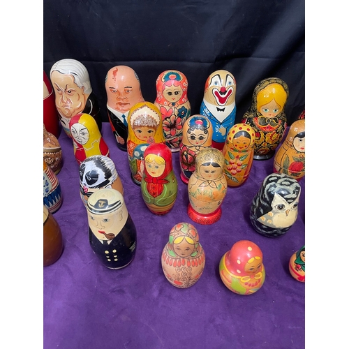 112 - Quantity of Vintage Wooden Russian dolls some signed