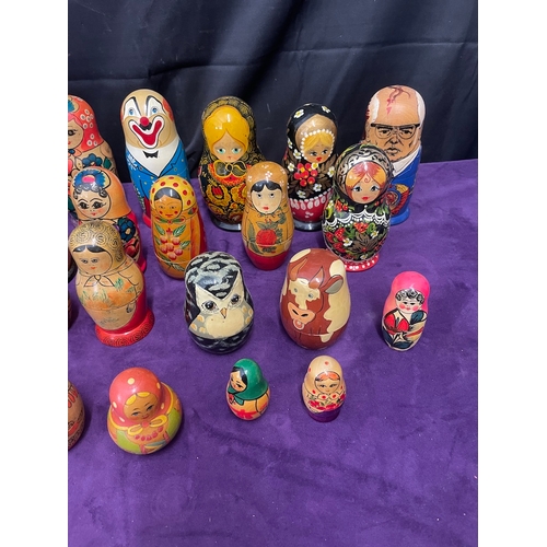 112 - Quantity of Vintage Wooden Russian dolls some signed