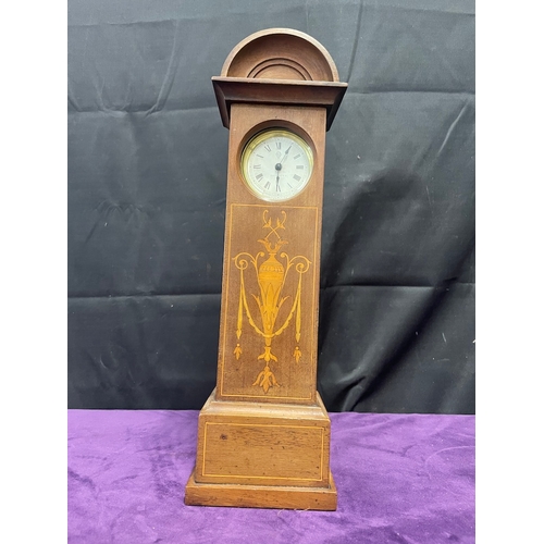 119 - Miniature Mahogany with marquetry Long Case Clock with British United Clock Co mechanism Movement - ... 