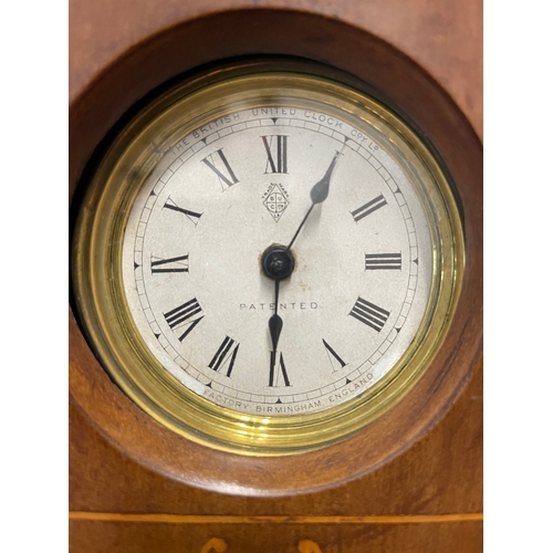 119 - Miniature Mahogany with marquetry Long Case Clock with British United Clock Co mechanism Movement - ... 