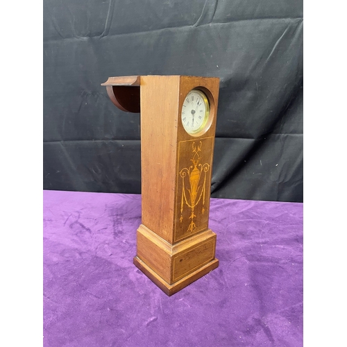 119 - Miniature Mahogany with marquetry Long Case Clock with British United Clock Co mechanism Movement - ... 