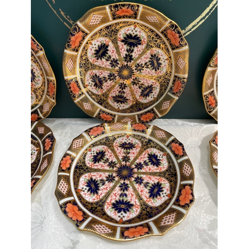 3 - c1915 Royal Crown Derby Lot of Six Cake / Sandwich Plates Imari Pattern