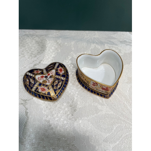 13 - Royal Crown Derby Heart Shape Lidded Trinket Box c1906