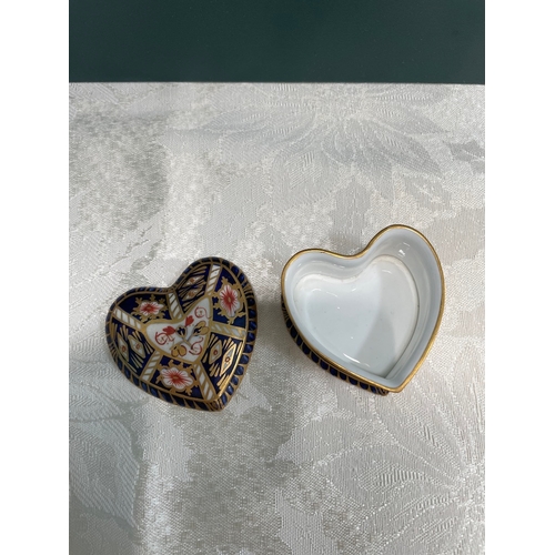 13 - Royal Crown Derby Heart Shape Lidded Trinket Box c1906