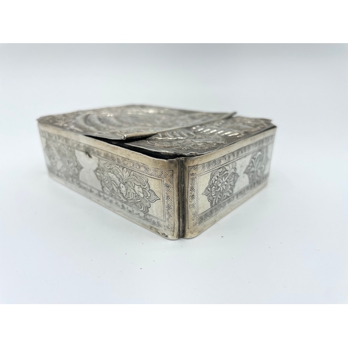 32 - Early 20th Century Engraved / Embossed  Japanese Silver Hallmarked Hinged box with foldout mirror an... 