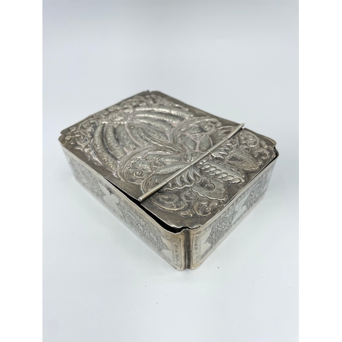 32 - Early 20th Century Engraved / Embossed  Japanese Silver Hallmarked Hinged box with foldout mirror an... 