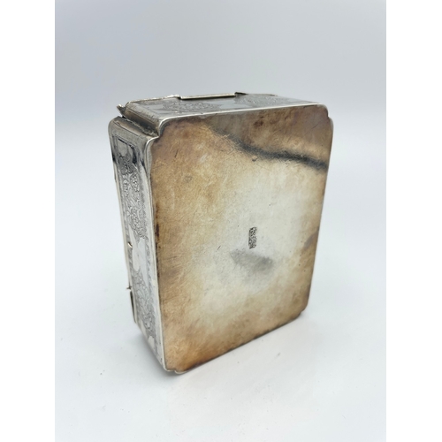 32 - Early 20th Century Engraved / Embossed  Japanese Silver Hallmarked Hinged box with foldout mirror an... 