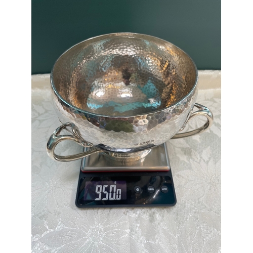 36 - Antique Edwardian heavy Sterling Silver Art Nouveau style table bowl, having a round hand-hammered a... 