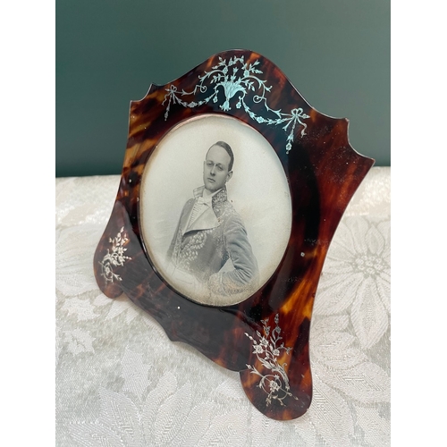 39 - Late 19th Century Tortoise Shell with Silver inlay Photo Frame