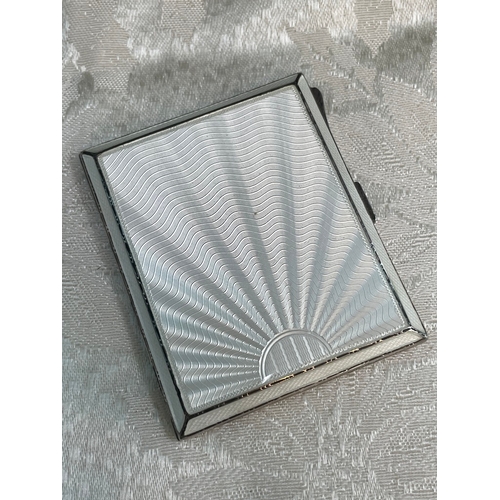 41 - A lovely Art Deco Asprey London White Guilloche Enamel & Sterling Silver with gilding Cigarette Case... 