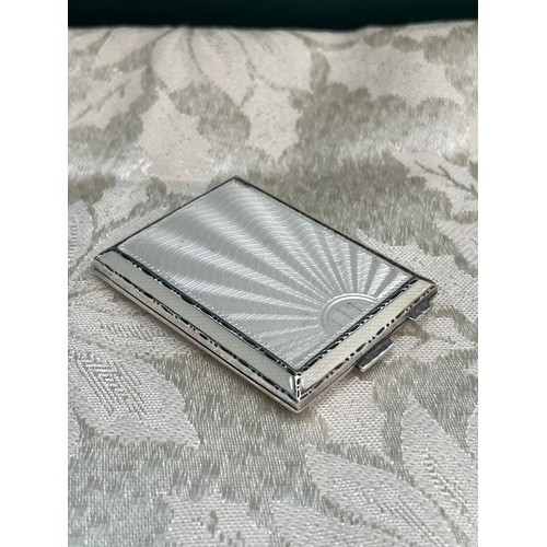 43 - Art Deco Asprey London White Guilloche Enamel & Sterling Silver Match Case - 1934 Birmingham - 39g