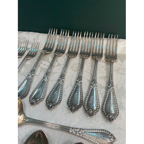 45 - Late Victorian Sterling Silver Cutlery Set c1890-1900's Same design various makers / dates - approx ... 