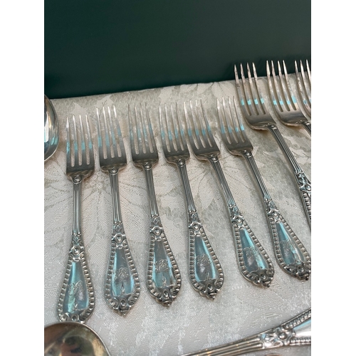 45 - Late Victorian Sterling Silver Cutlery Set c1890-1900's Same design various makers / dates - approx ... 