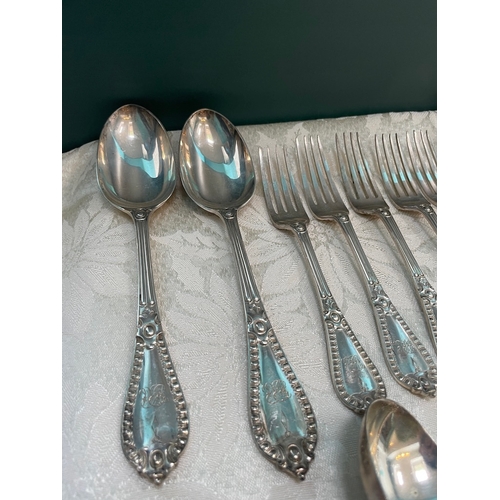 45 - Late Victorian Sterling Silver Cutlery Set c1890-1900's Same design various makers / dates - approx ... 