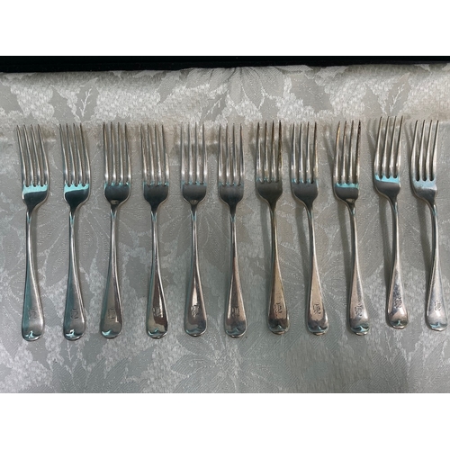 46 - Lot 11 Sterling Silver Forks TW Birmingham 1901 - 469g