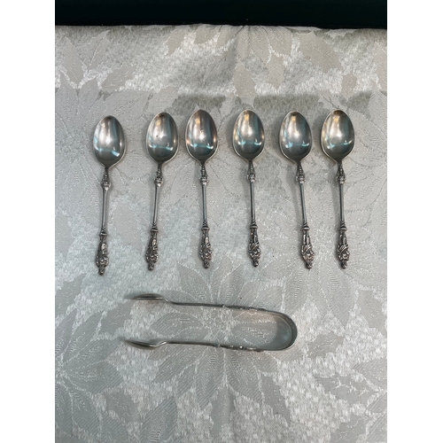 47 - Edwardian Sterling Silver Tea Spoons & Sugar Prongs by Horace Woodward & Co Ltd London 1910 - 113g