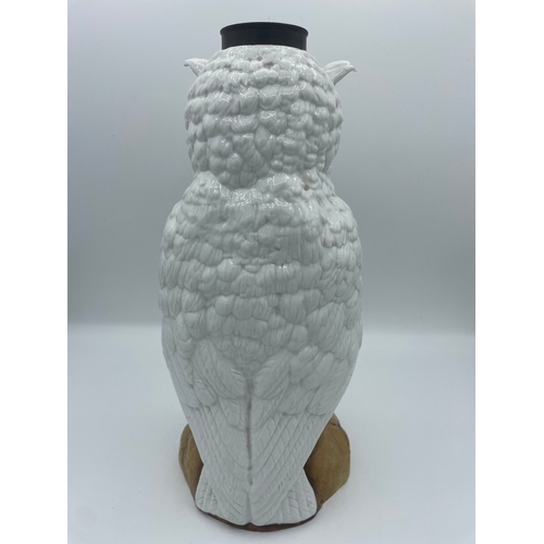 57 - Antique Porcelain Owl with Glass Eyes - A/F