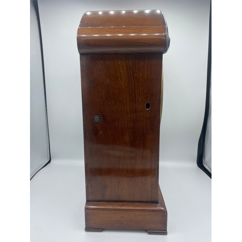 58 - 19th Century Mahogany cased Fusee Bracket Clock with rear glazed window exposing movement