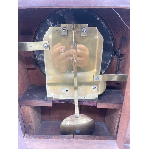 58 - 19th Century Mahogany cased Fusee Bracket Clock with rear glazed window exposing movement