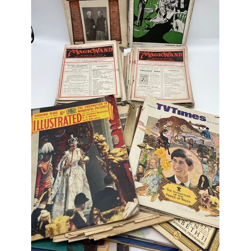 120 - Quantity of vintage magazines inc Early 20th Century The Magic Wand & Monarchy / Coronation Magazine... 