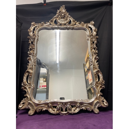 265 - Silver Rococo Style Wall Mirror 110cm x 70cm