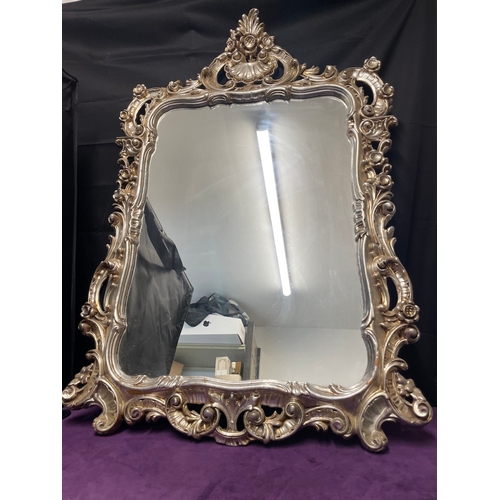 265 - Silver Rococo Style Wall Mirror 110cm x 70cm