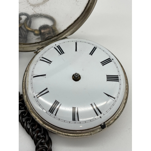 124 - Sterling Silver Cased Verge Fusee Pocket Watch by A Heale London in Holder London 1846 Model number ... 