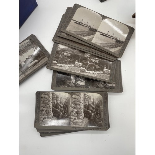 134 - Quantity of vintage items including set of stereoscope viewing cards Realistic Travels The Great War... 