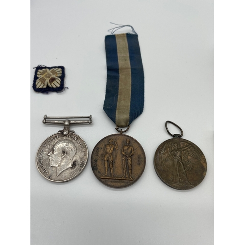 68 - Group of Three WW1 Medals + Pips - 115335 BMBR CW George RA