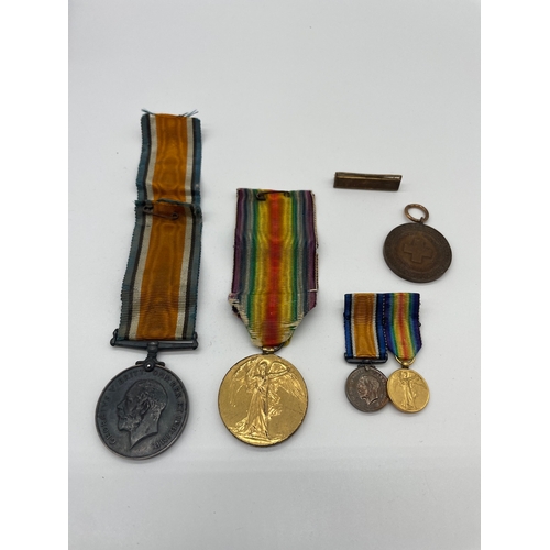 69 - Group of Two WW1 Medals + Miniatures Captain T A Matthews