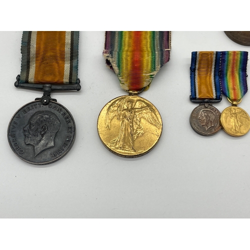 69 - Group of Two WW1 Medals + Miniatures Captain T A Matthews