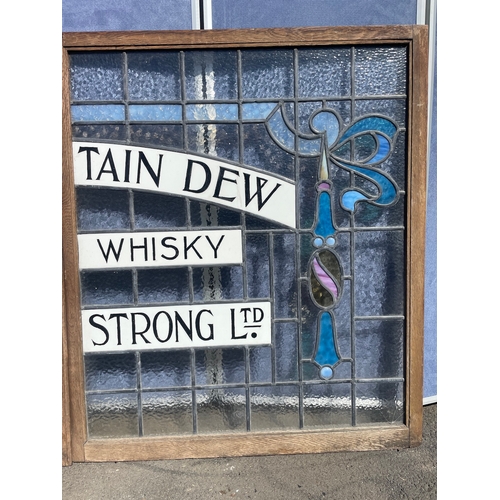 140 - Antique Real Mountain Dew Scotch Whisky W & S Strong Ltd Stain Glass Advertisement Window 79