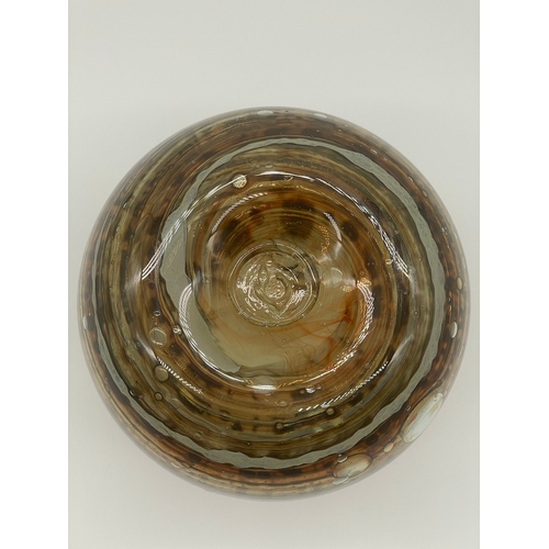 273 - 1970's Isle of Wight Studio Tortoiseshell Glass Vase by Richard Harris 16cm x 16cm