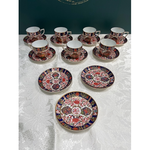 61 - Quantity of 17 Antique Royal Crown Derby Teacup & Saucers  - Stamped Phillip's Mount St London W