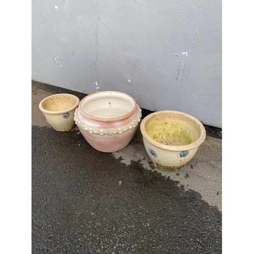 331 - Three floral design ceramic pots

Dimensions of largest for reference - 14