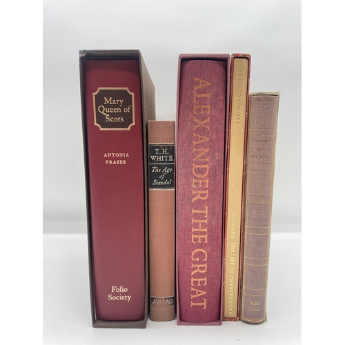 75 - Five vintage Folio Society Books - Alexander the Great , Mary Queen of Scots, The life of Charlemagn... 