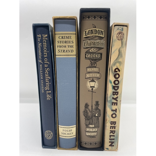 78 - Four Folio Society Books - Goodbye Berlin , Memoirs of a Seafaring Life, Crime Stories from the Stra... 