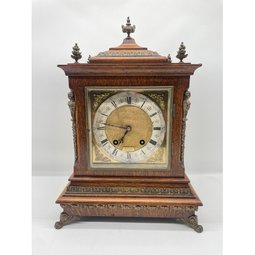 68 - Stunning 19th Century German Carved Oak and Brass Bracket Clock by Lenzkirch - G.W Boothby - Scarbor... 