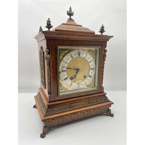 68 - Stunning 19th Century German Carved Oak and Brass Bracket Clock by Lenzkirch - G.W Boothby - Scarbor... 