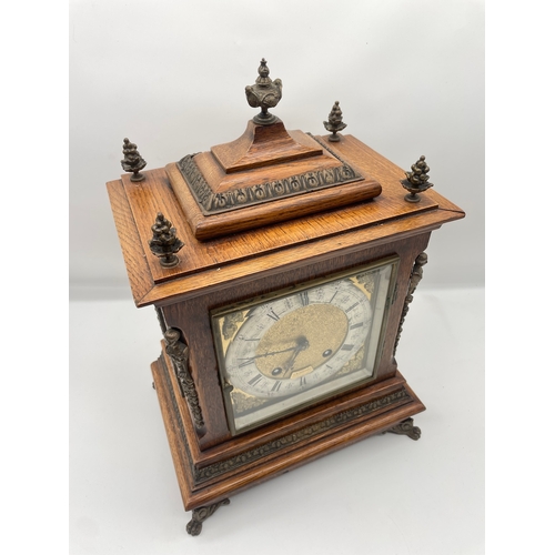 68 - Stunning 19th Century German Carved Oak and Brass Bracket Clock by Lenzkirch - G.W Boothby - Scarbor... 