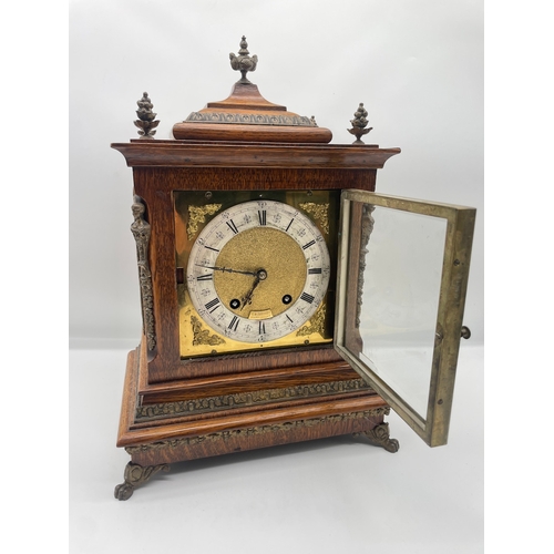 68 - Stunning 19th Century German Carved Oak and Brass Bracket Clock by Lenzkirch - G.W Boothby - Scarbor... 