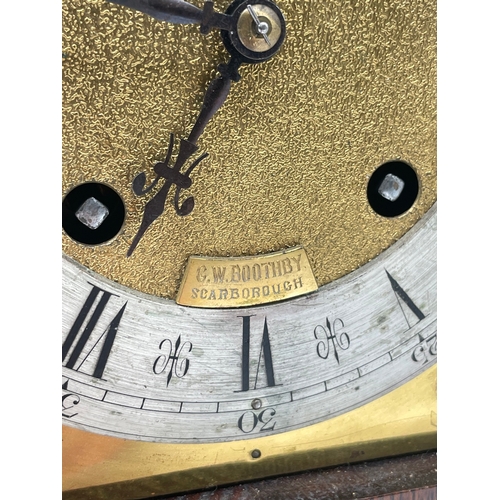 68 - Stunning 19th Century German Carved Oak and Brass Bracket Clock by Lenzkirch - G.W Boothby - Scarbor... 