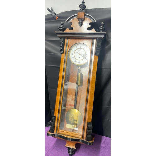 Stunning Early 20th Century Regulator Wall Clock - 124cm x 36cm x 18cm